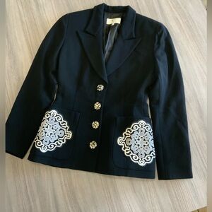 Women Vintage Valentino “Miss V” Line Black Blazer